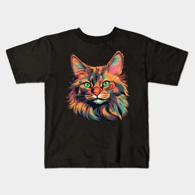 Somali Cat  Smiling Kids T-Shirt by JH Mart